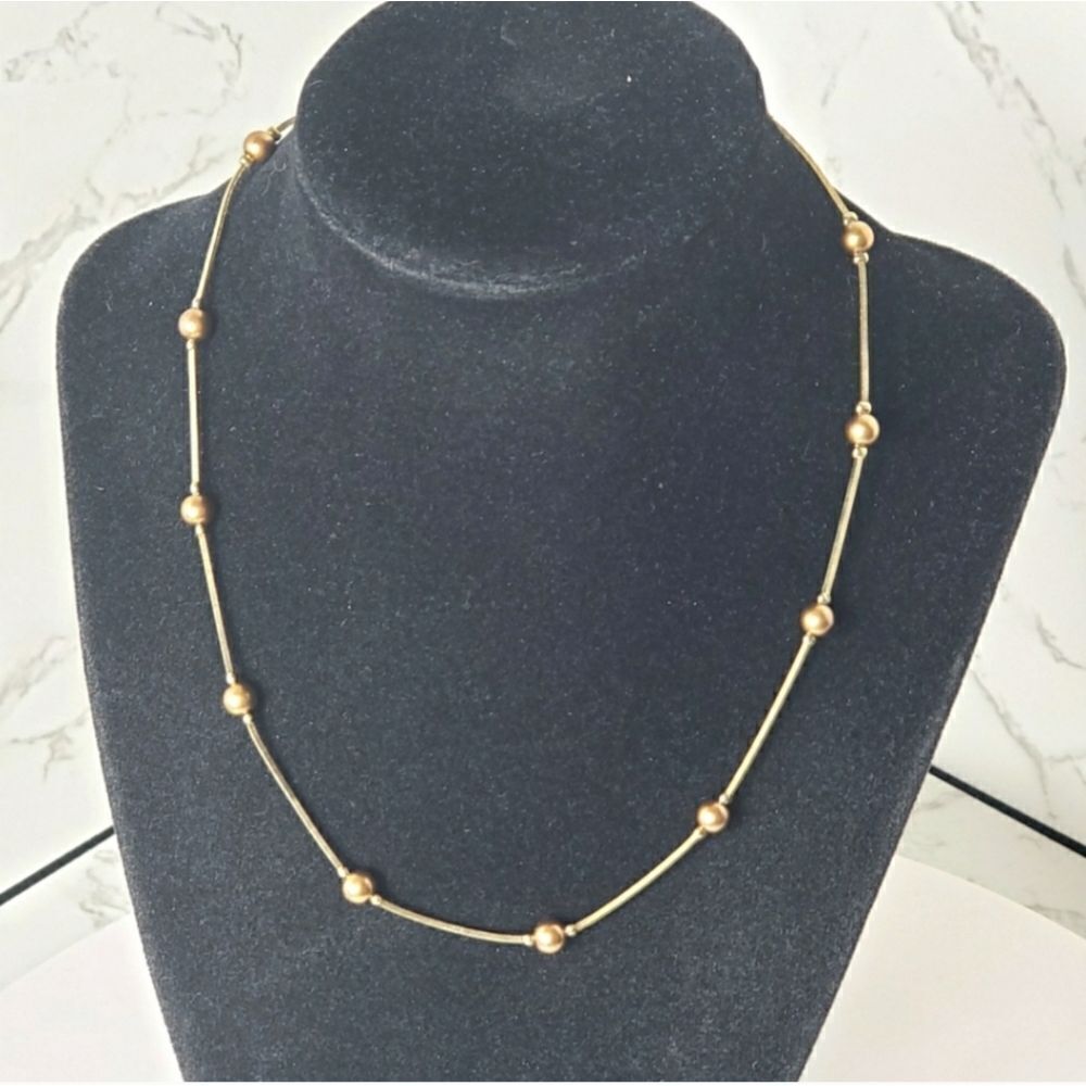 MONET Vintage Goldtone Ball Bead Chain Necklace